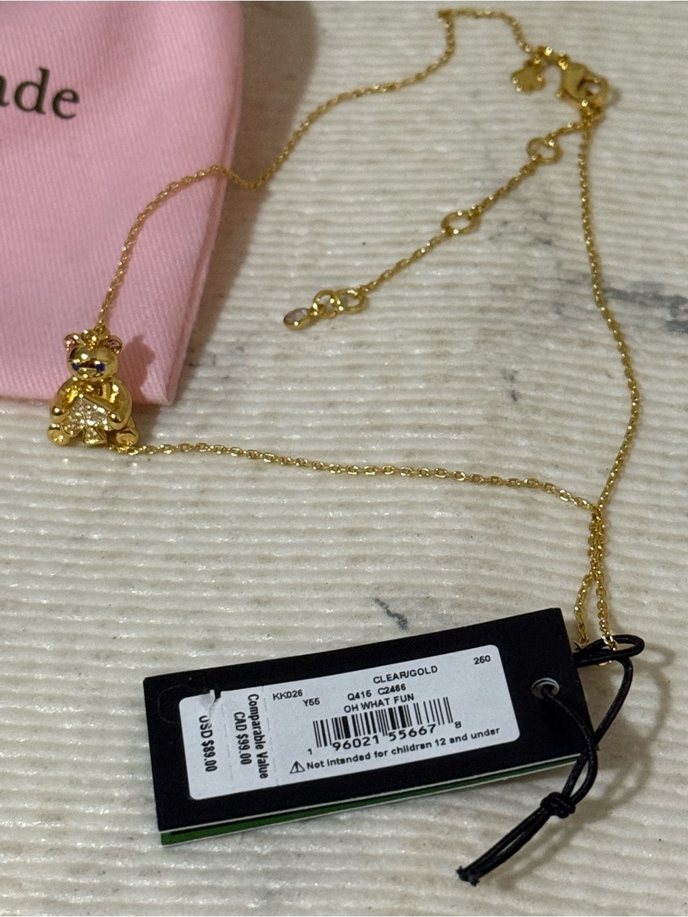Kate Spade: Oh What Fun Spade Teddy Bear Pendant Necklace - Picture 6 of 7